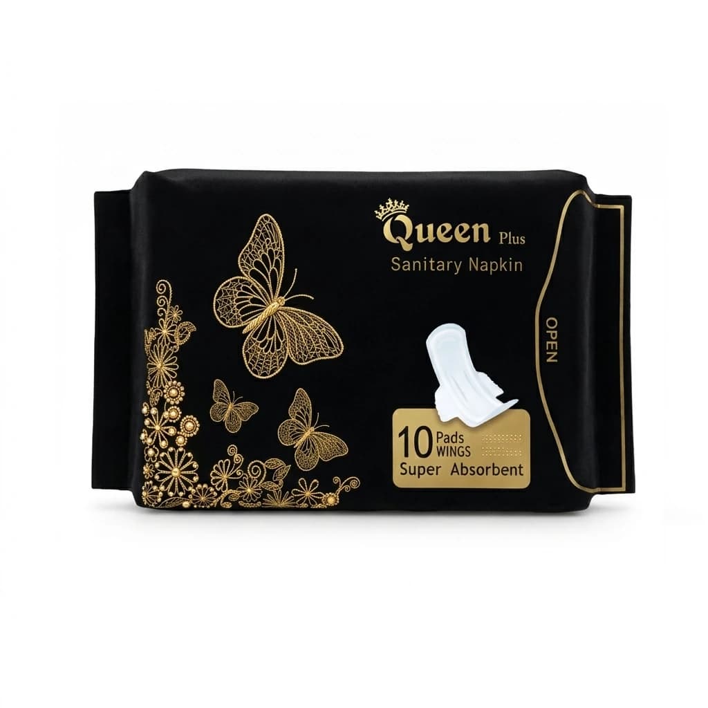 Queen Plus Sanitary Napkins 290mm- Wings system - Ultra Thin - 100% Cotton - Single Pack - 10 Pads