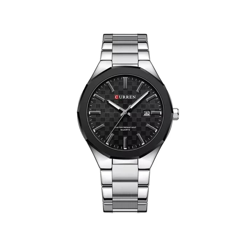 Curren 8477 Stainless Steel Analog Quartz Watch for Men - Silver Black