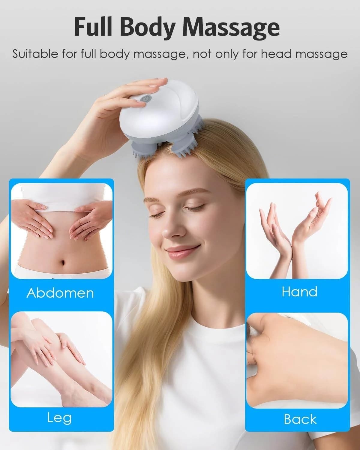 Upgraded Electric Scalp Massager, Portable Head Massager with Kneading 96 Massage Nodes, Handheld Head Scratcher Massager for Stress Relax and Pain Relief, Ideal Gifts for Women, Men