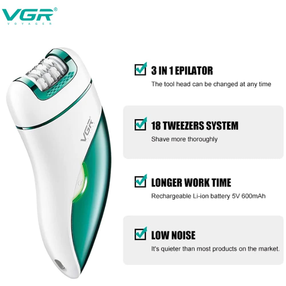 VGR V-731 Professional 3-in-1 Epilator And Shaver For Women