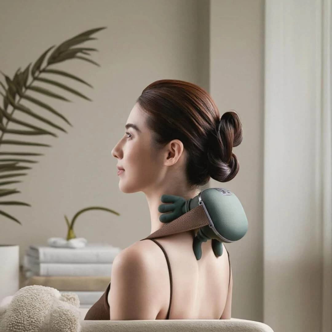 Bionic Heated Massager, Portable Wireless Shiatsu Massager for Neck and Back, Electric Deep Tissue Massager, 4D Deep Tissue Massager, Human Hand Simulation for Pain Relief