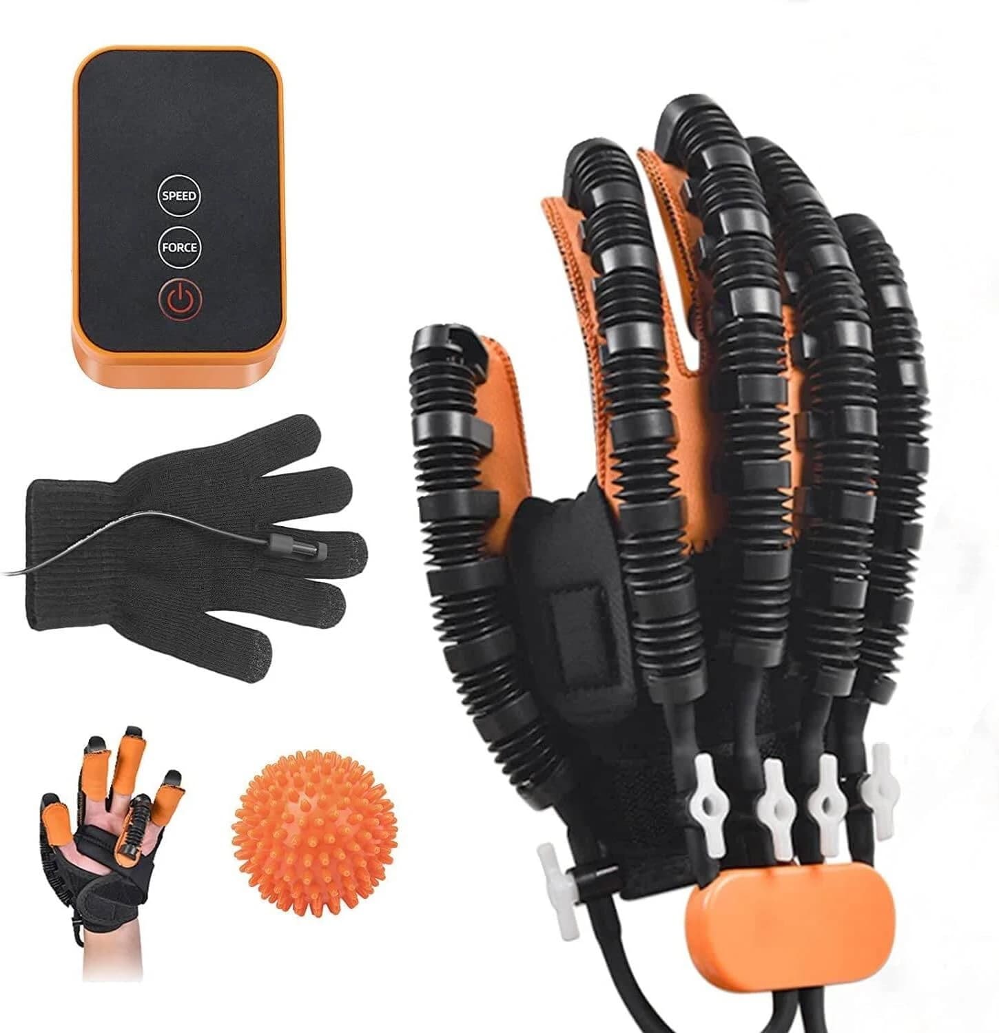 Rehabilitation Robot Glove for Stroke Patient, Hand Stroke Recovery Equipment with Portable Belt, USB Chargeable Fingers Strength Training Device for Hemiplegia, Adjustable Speed and Strength