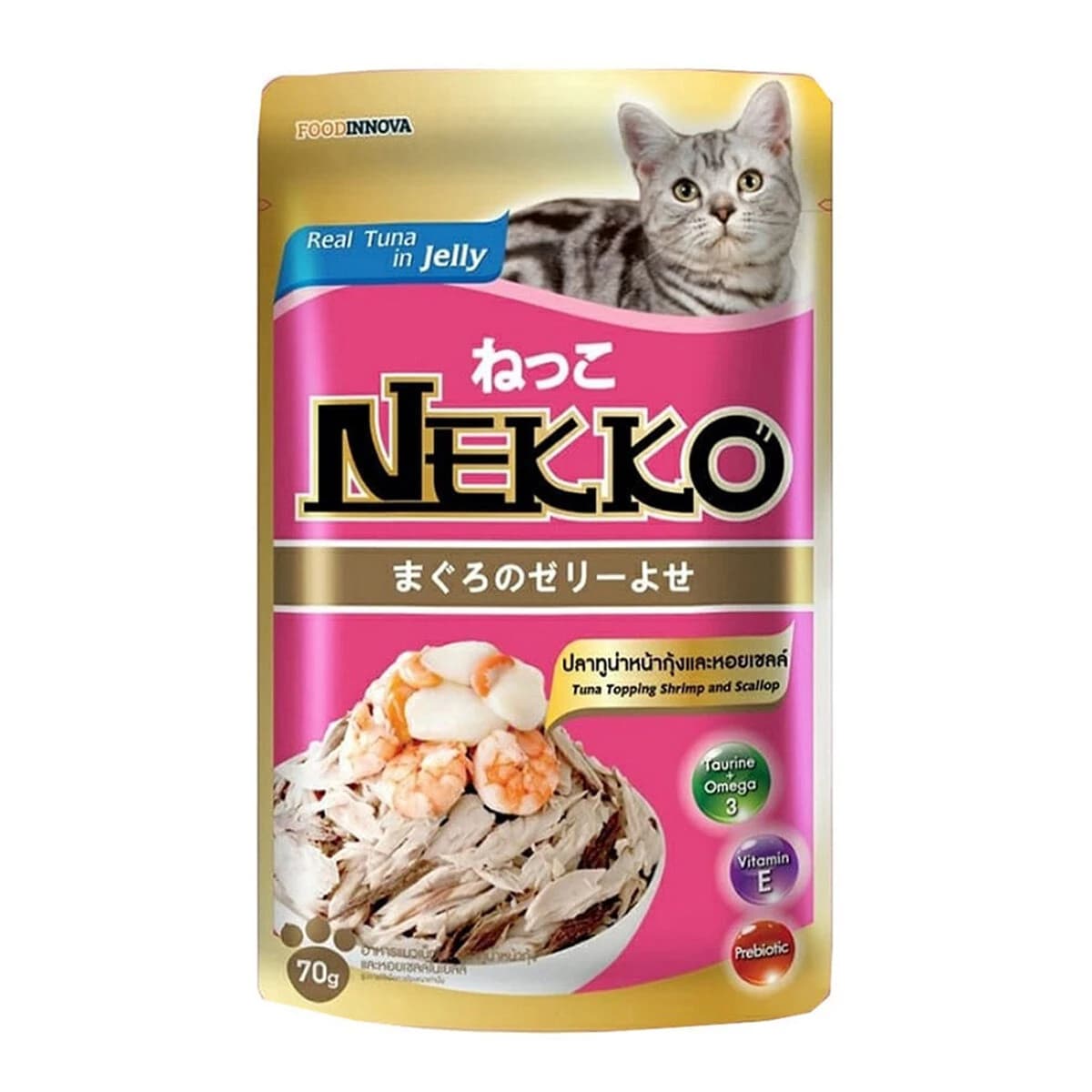 Nekko Adult Cat Pouch Tuna Topping Shirasu in Gravy 70g