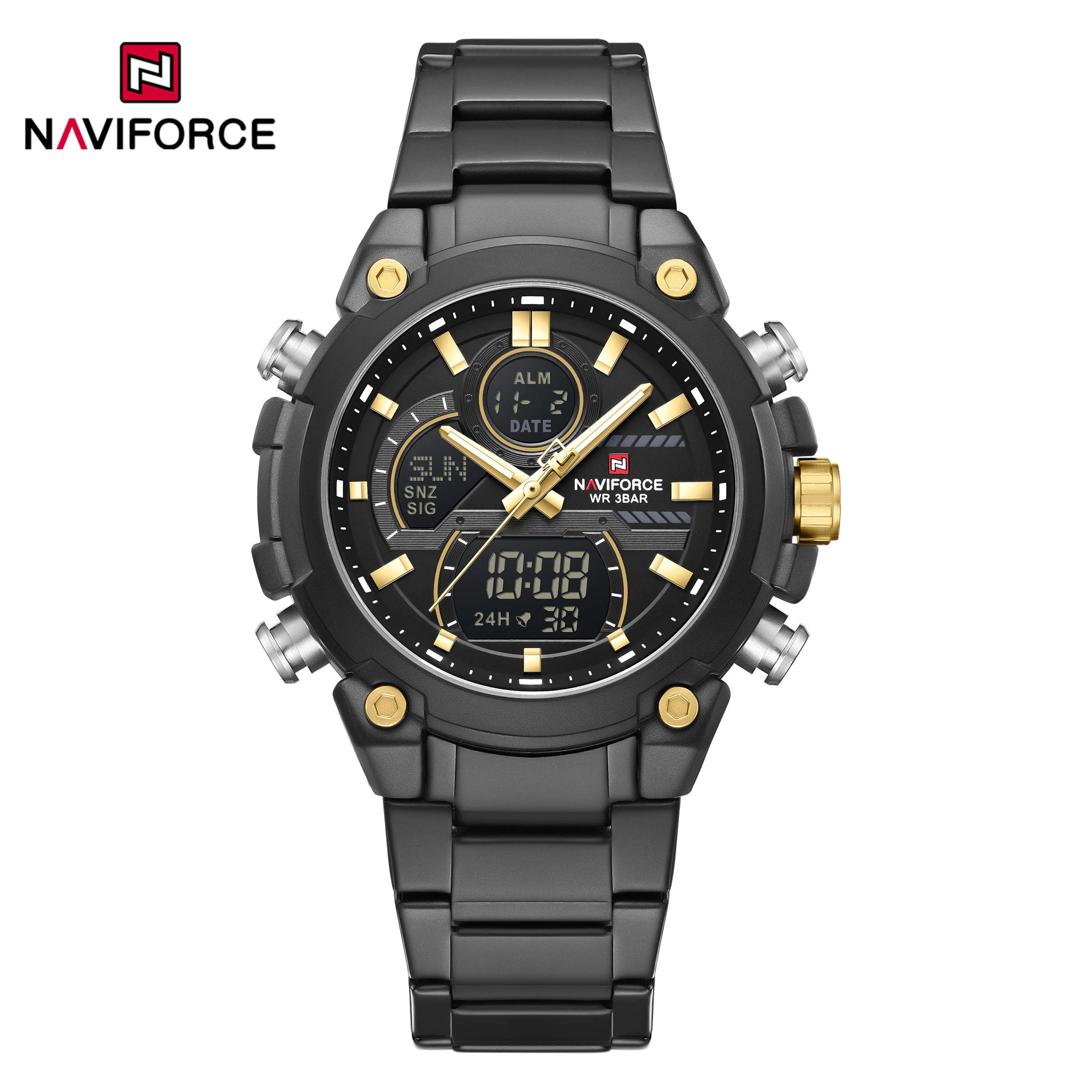 NAVIFORCE 9278 Quartz Analog Dual Movement Casual Wristwatch for Men