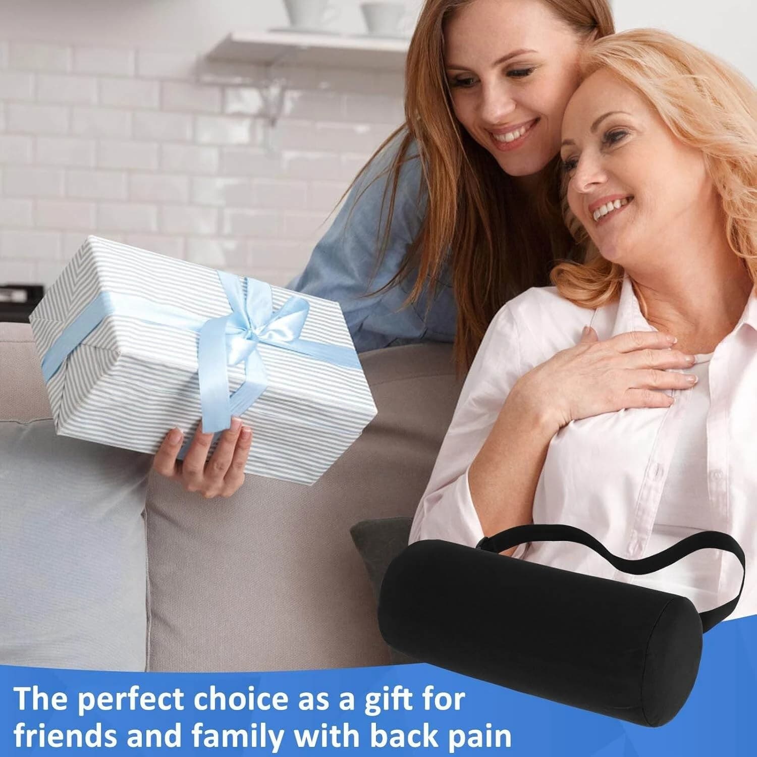 Ergonomic Memory Foam Lumbar Support & Neck Roll Pillow