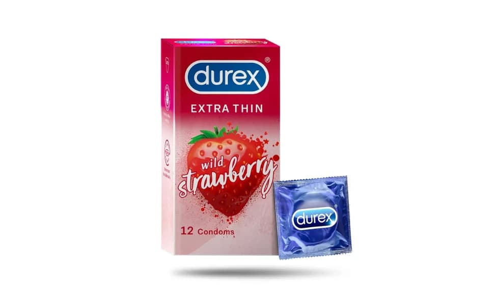 Durex Extra Thin Wild Strawberry Flavor Condom 12pcs Pack | India