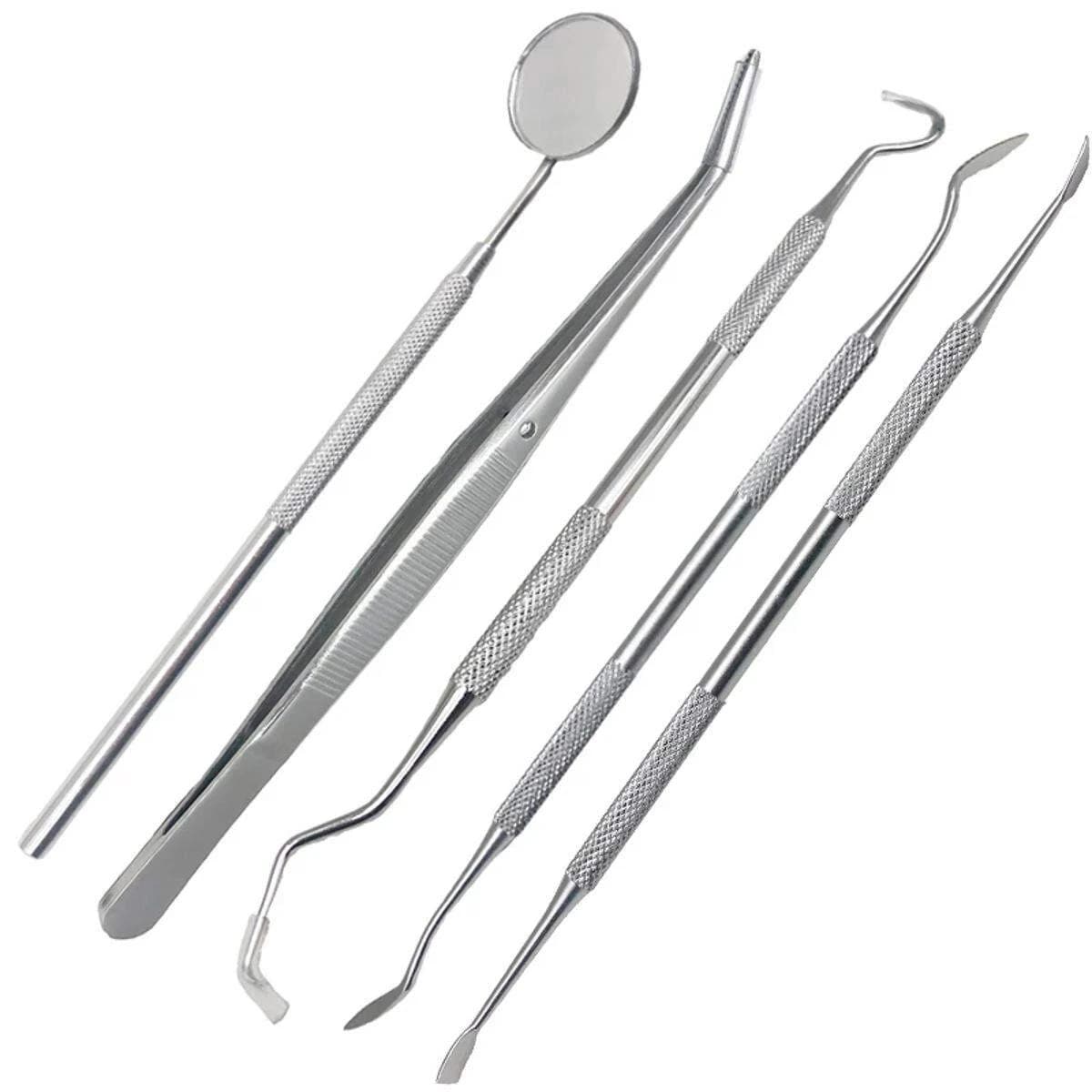 5 pcs Dental Mirror Stainless Steel Dental Dentist Prepared Tool Set Tooth Care Kit