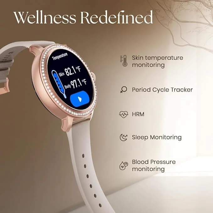 Titan Valerie 1.19" AMOLED Studded Stainless Steel Smart Watch for Women
