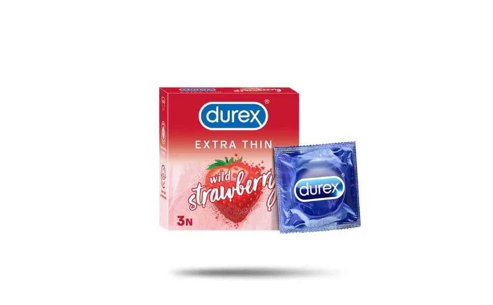 Durex Extra Thin Wild Strawberry Flavor Condom 3pcs Pack | India