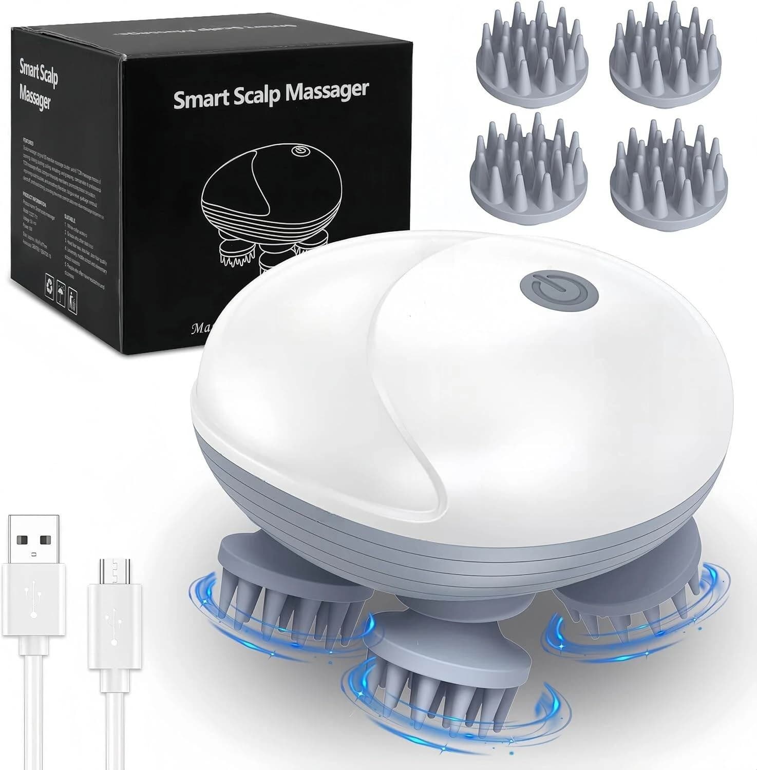 Upgraded Electric Scalp Massager, Portable Head Massager with Kneading 96 Massage Nodes, Handheld Head Scratcher Massager for Stress Relax and Pain Relief, Ideal Gifts for Women, Men