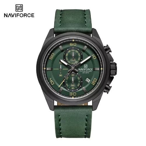 NAVIFORCE 8075 Leather Strap Chronograph Watch for Men
