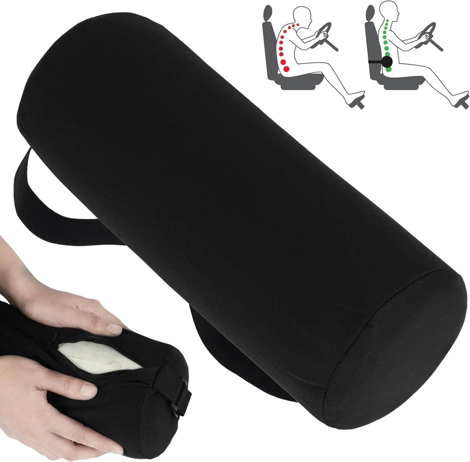 Ergonomic Memory Foam Lumbar Support & Neck Roll Pillow