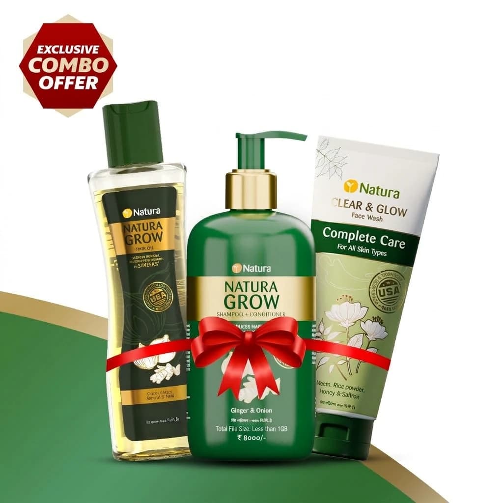 Hair Growth & Care Combo - Grow Shampoo 330ml, Complete Care face wash 100ml & Grow Hair Oil 200ml