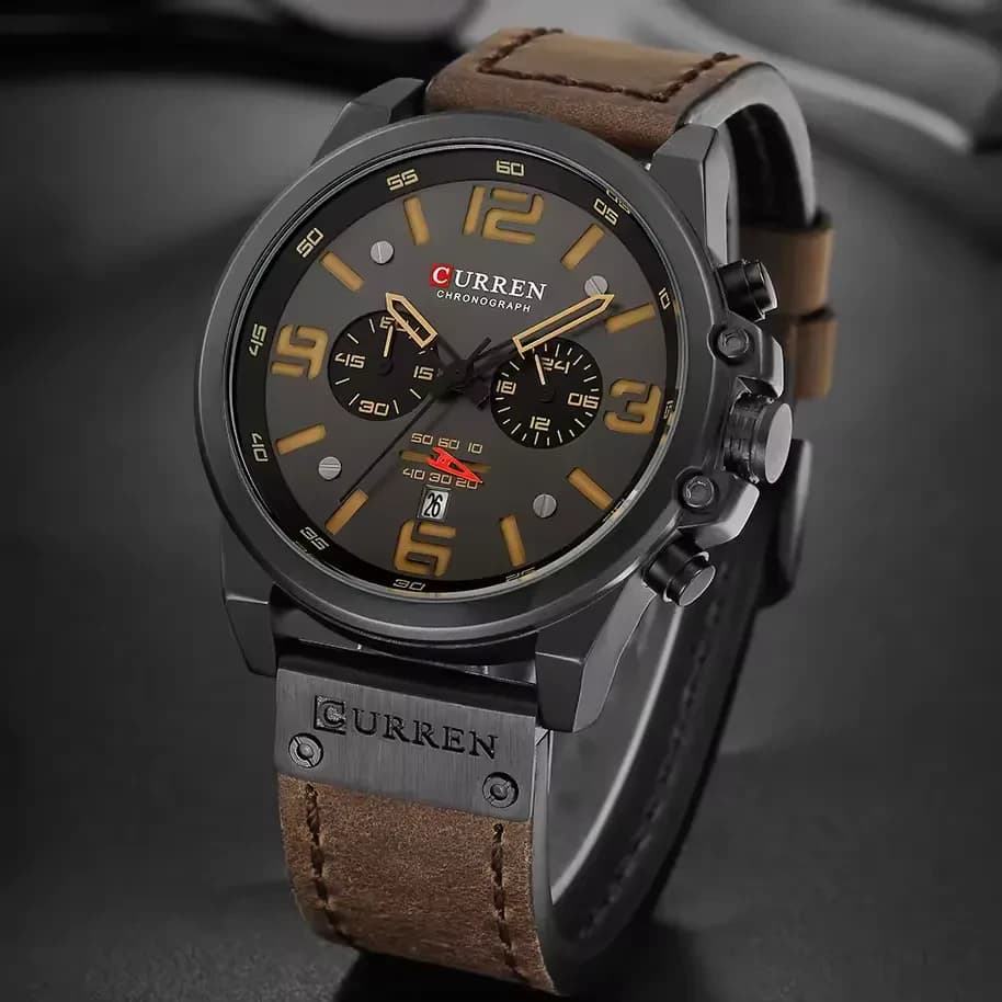 Curren 8314 Men's Leather Strap Analog Watch