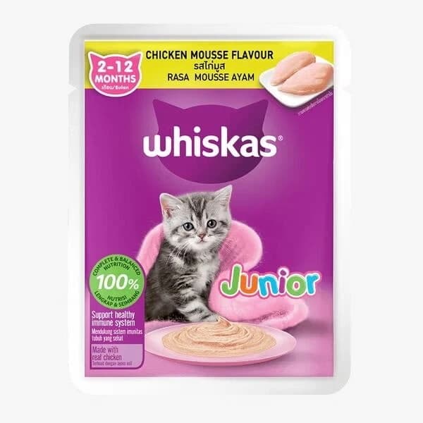 Whiskas Cat Food Pouch Jr Chicken Mousse 80gm