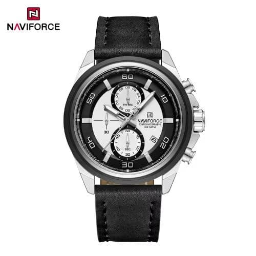 NAVIFORCE 8075 Leather Strap Chronograph Watch for Men