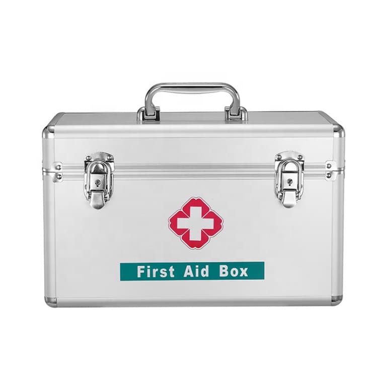 Empty Portable Metal Aluminum First Aid Box Case for Clinic Hospital