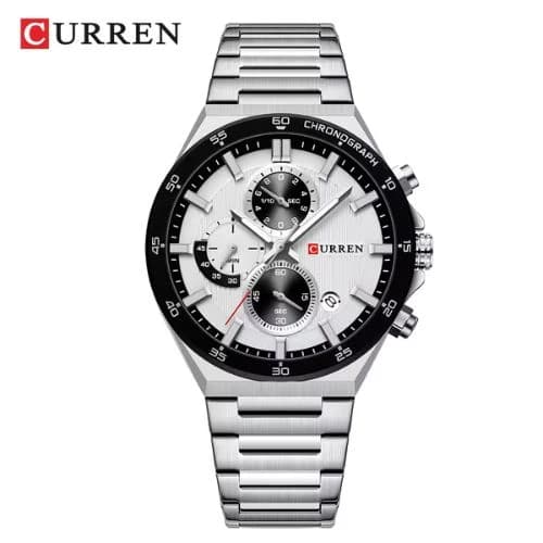 CURREN 8481 Active Chronograph Luminous Watch For Men – Silver