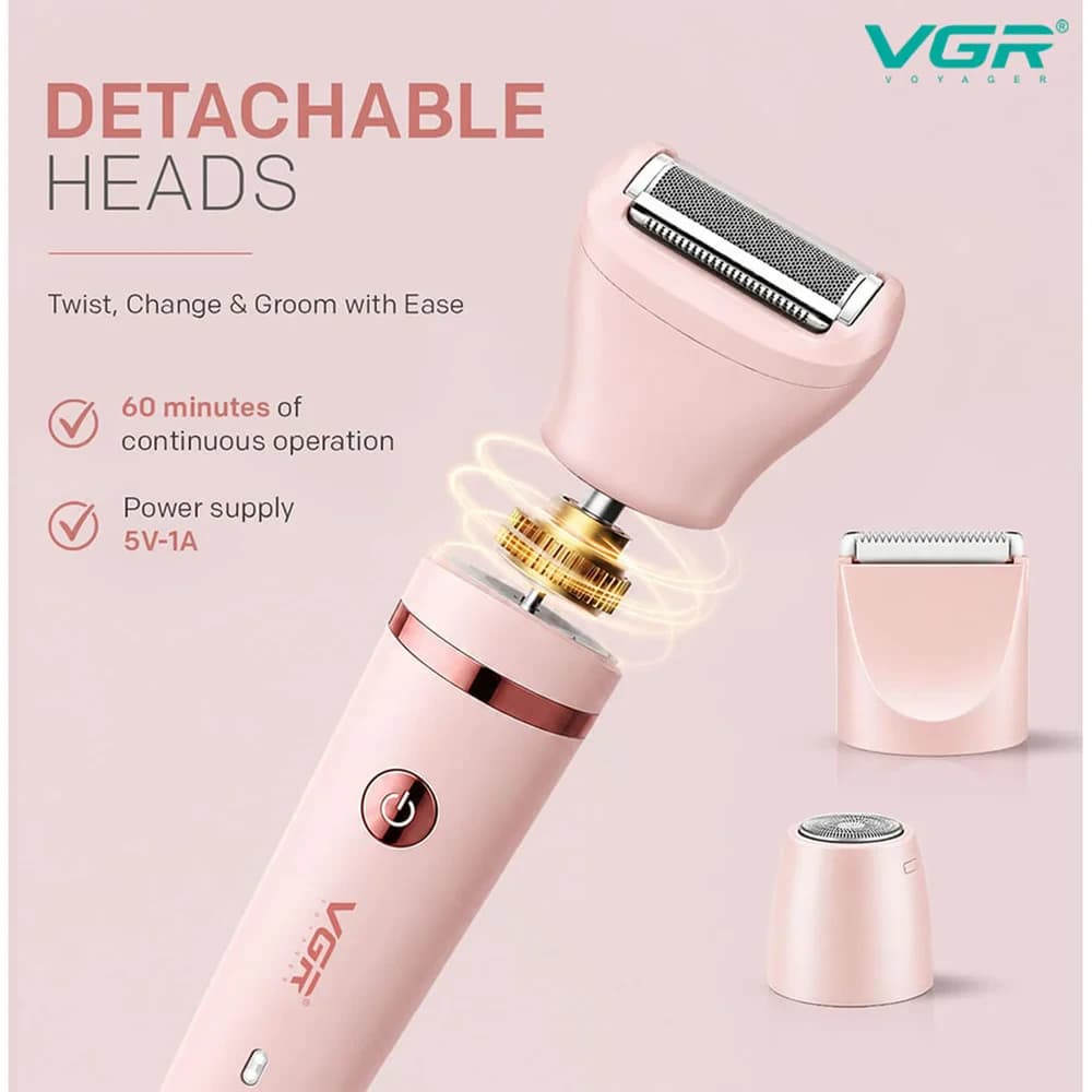 VGR V-735 Professional 3-in-1 Lady Shaver Set Body Bikini And Facial Trimming For Women