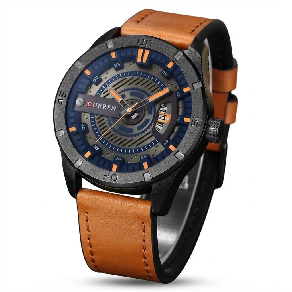 Curren 8301 - Leather Analog Watch for Men