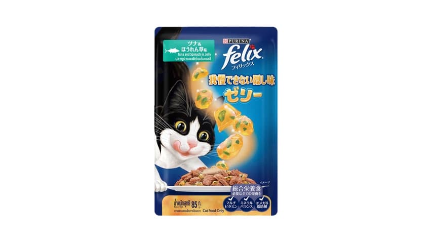 Purina Felix Sensation Adult C/F With Tuna Spinach in Jelly 85g