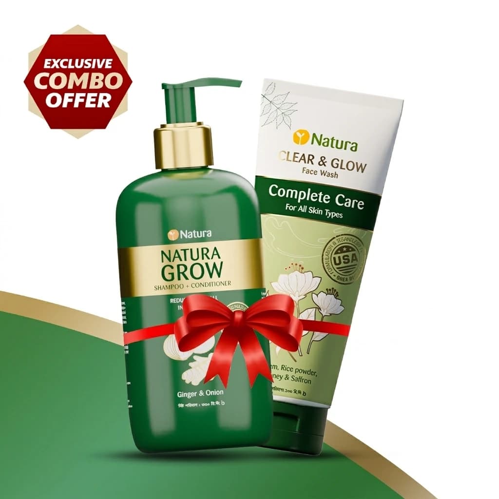 Natura Grow Shampoo 330ml + Natura Complete Care Face Wash 100ml (Combo)