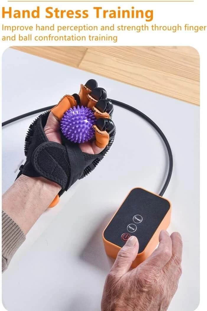 Rehabilitation Robot Glove for Stroke Patient, Hand Stroke Recovery Equipment with Portable Belt, USB Chargeable Fingers Strength Training Device for Hemiplegia, Adjustable Speed and Strength