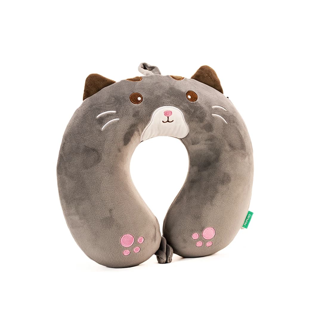 MUMUSO Memory Foam U-Shaped Neck Pillow (Grey Cat)