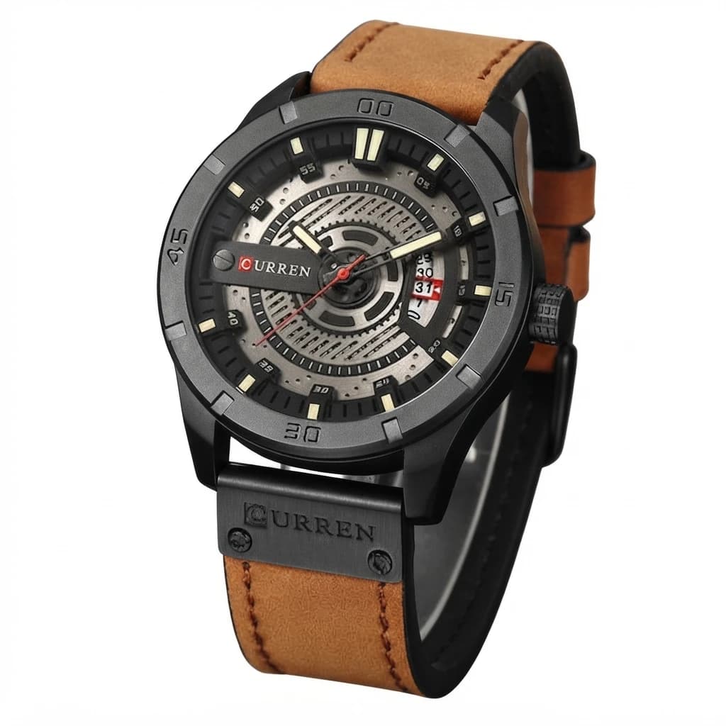 Curren 8301 - Leather Analog Watch for Men