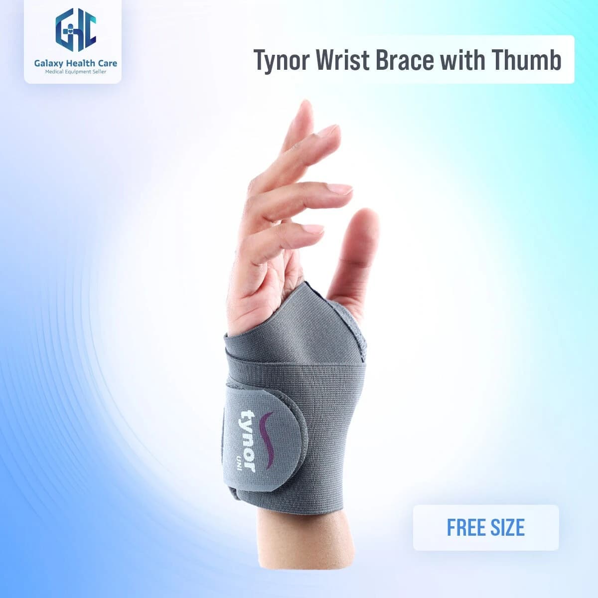Tynor Wrist Support Brace with Thumb Unisex Medical Anatomical Stabilizing Wrap Non-Slip Compression for Pain Relief Recovery from Sprain Strain Arthritis