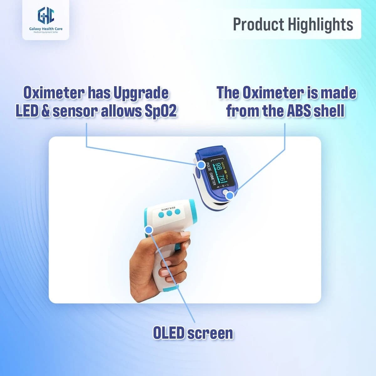 Combo OLED Fingertip Pulse Oximeter Infrared Thermometer