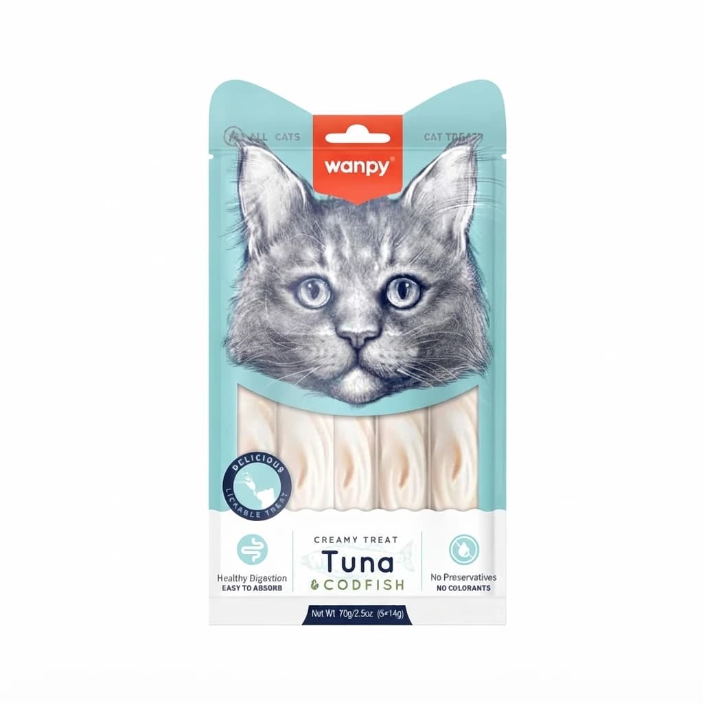 Wanpy Creamy Cat Treat Tuna & Cod Fish 70gm