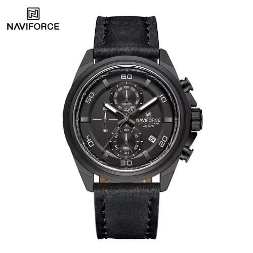 NAVIFORCE 8075 Leather Strap Chronograph Watch for Men