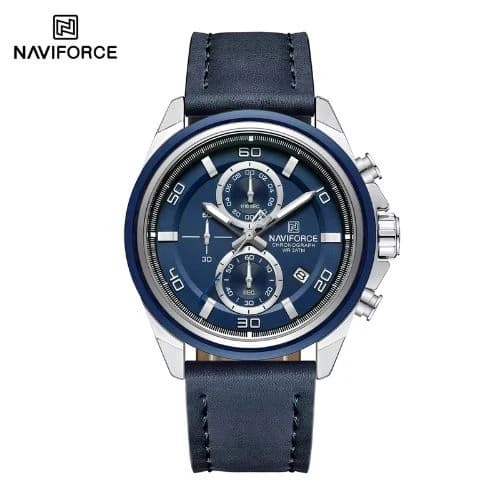 NAVIFORCE 8075 Leather Strap Chronograph Watch for Men