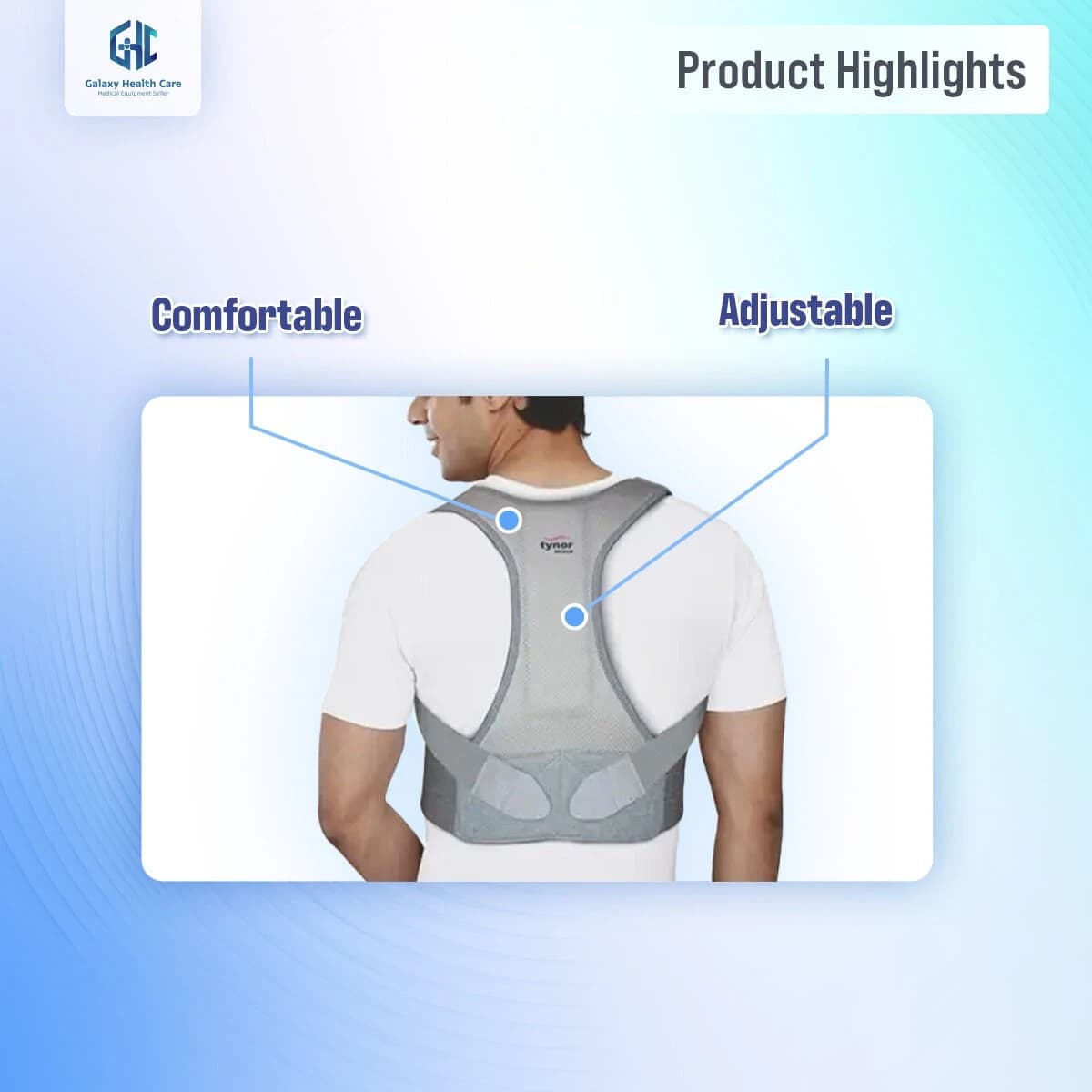 Tynor Posture Corrector for women & man I Adjustable Back Straightener for Upper Back Pain