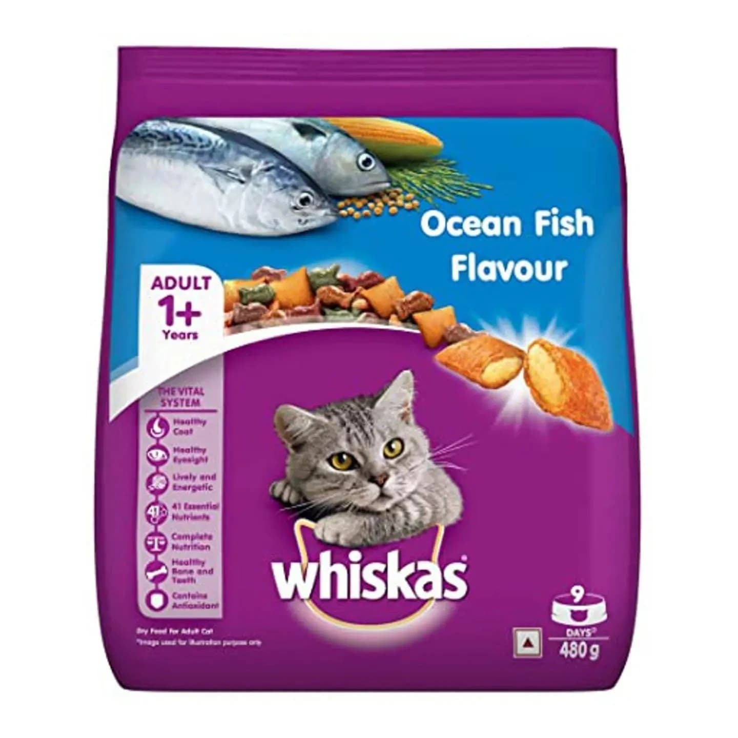 Whiskas Ocean Fish Flavor Cat Food 480g