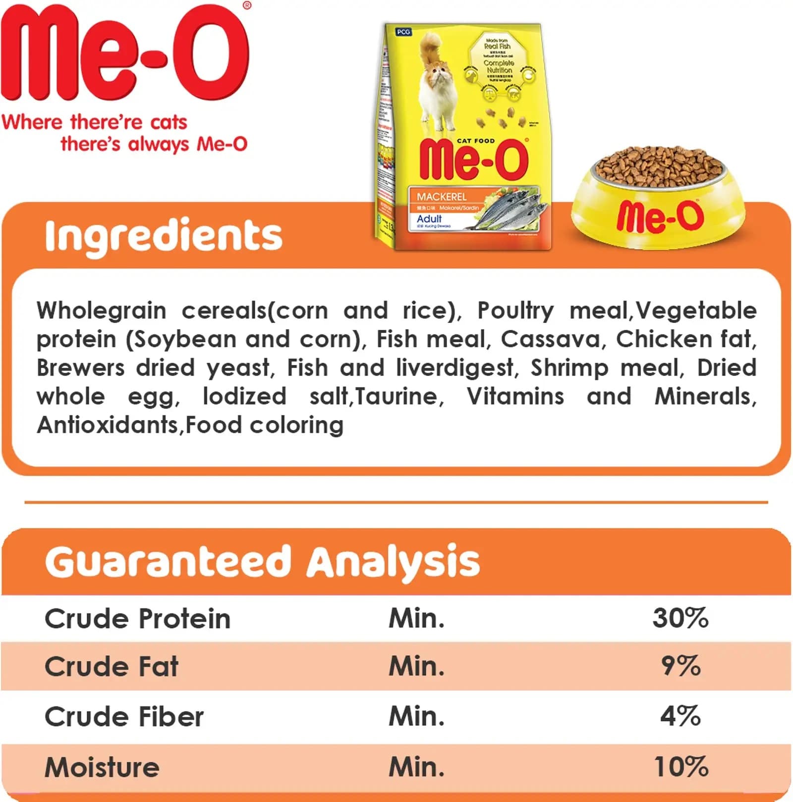 Me-O Adult Dry Cat Food Mackeral Flavour Mackerel 20 kg Dry Adult Cat Food