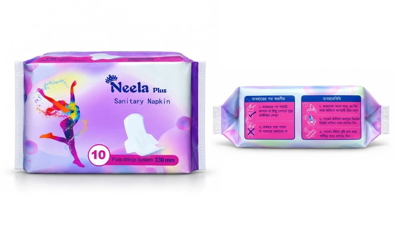 Neela Plus Sanitary Napkins 330mm – 10 Pcs (Extra Long Heavy Flow & Overnight Guard)