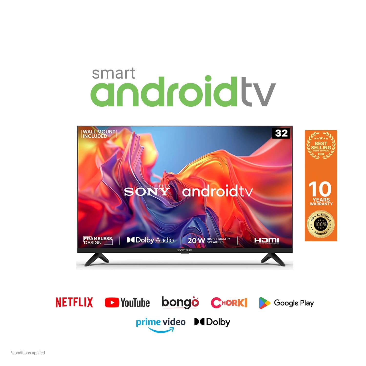 Sony Plus 32 Frameless Smart Android LED TV
