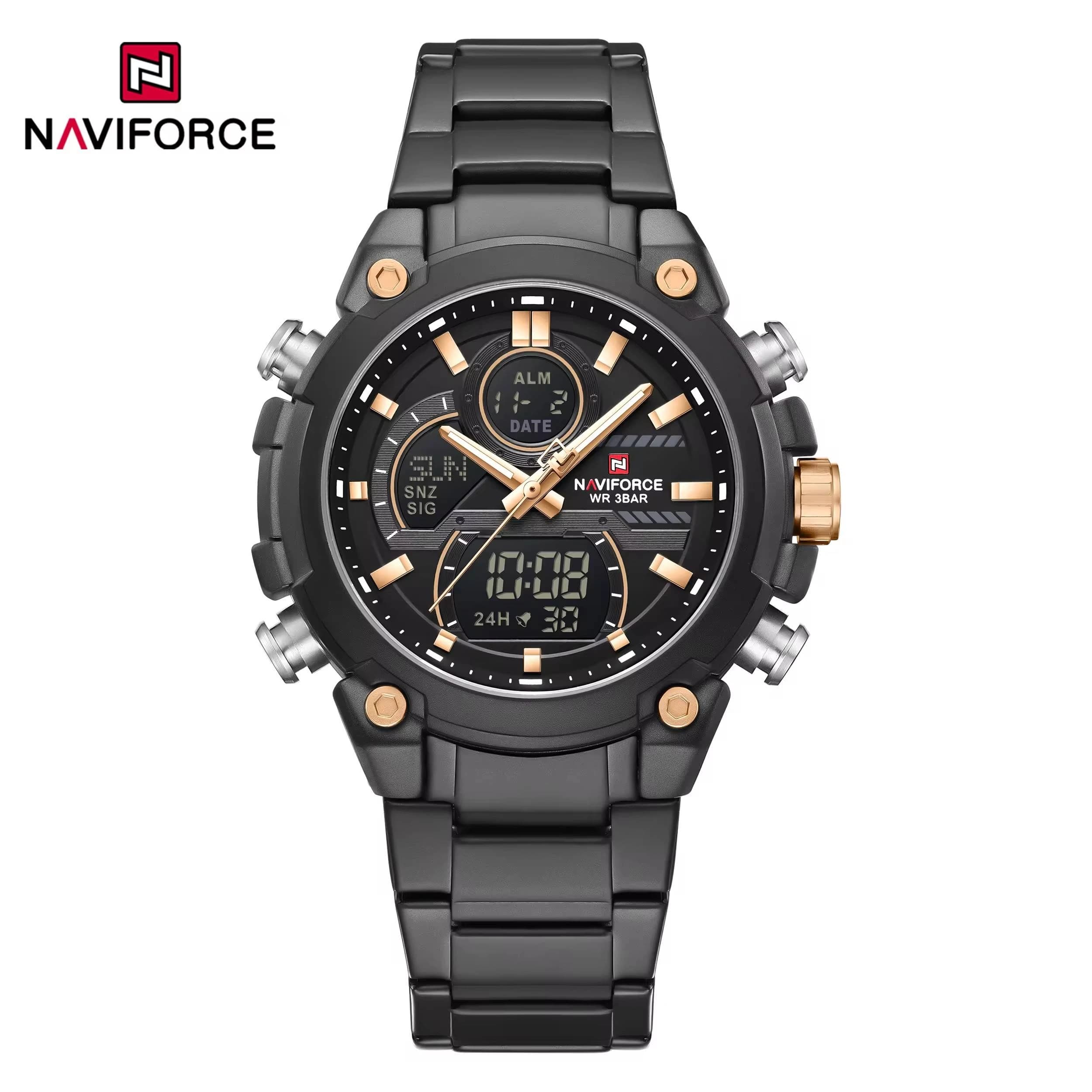 NAVIFORCE 9278 Quartz Analog Dual Movement Casual Wristwatch for Men