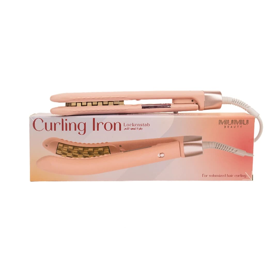 MUMUSO Arc-Shaped Volumizing Curling Iron (Pink/US Plug)