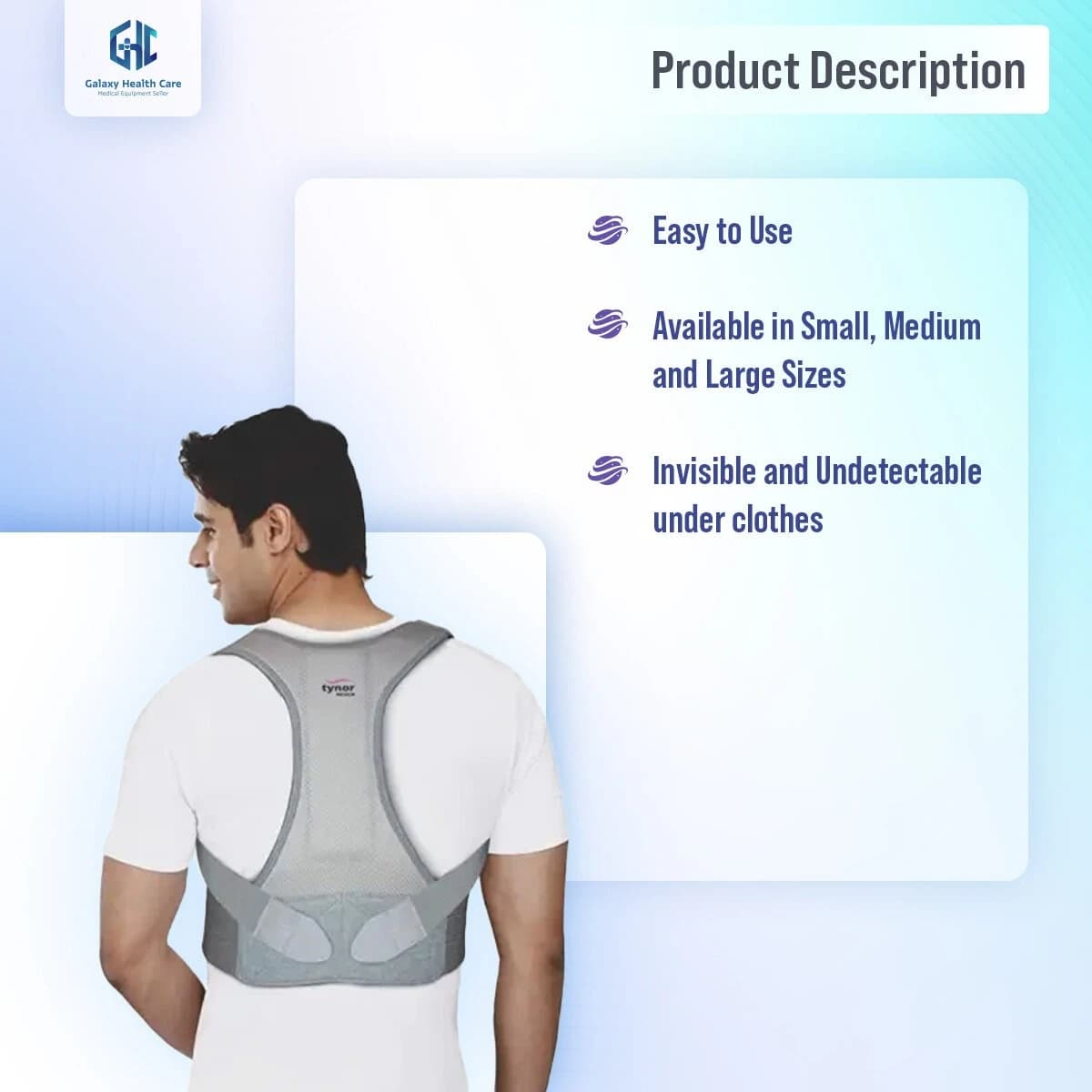 Tynor Posture Corrector for women & man I Adjustable Back Straightener for Upper Back Pain