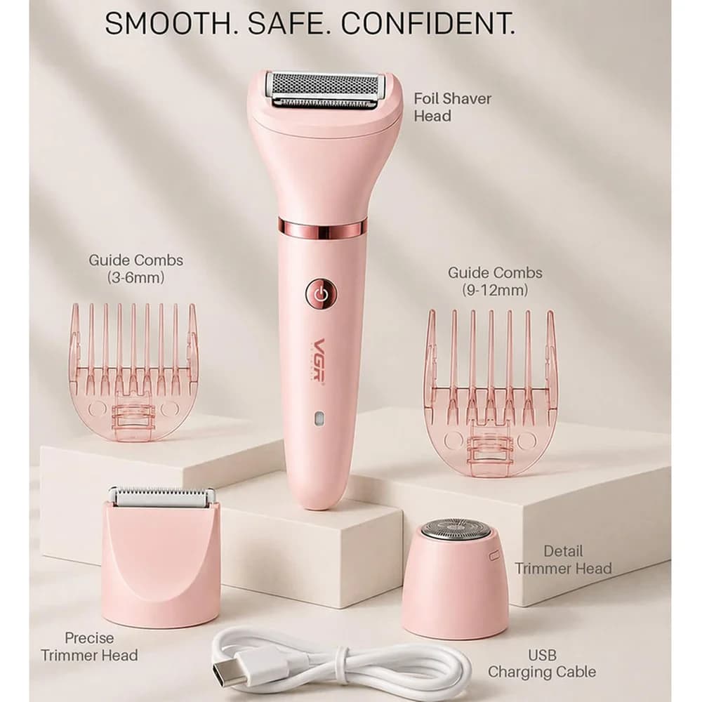 VGR V-735 Professional 3-in-1 Lady Shaver Set Body Bikini And Facial Trimming For Women