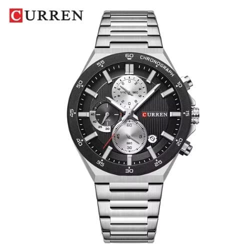 CURREN 8481 Active Chronograph Luminous Watch For Men – Silver Black