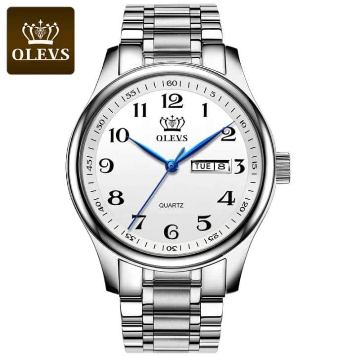 OLEVS 5567 Silver Stainless Steel Analog Watch For Men – Silver