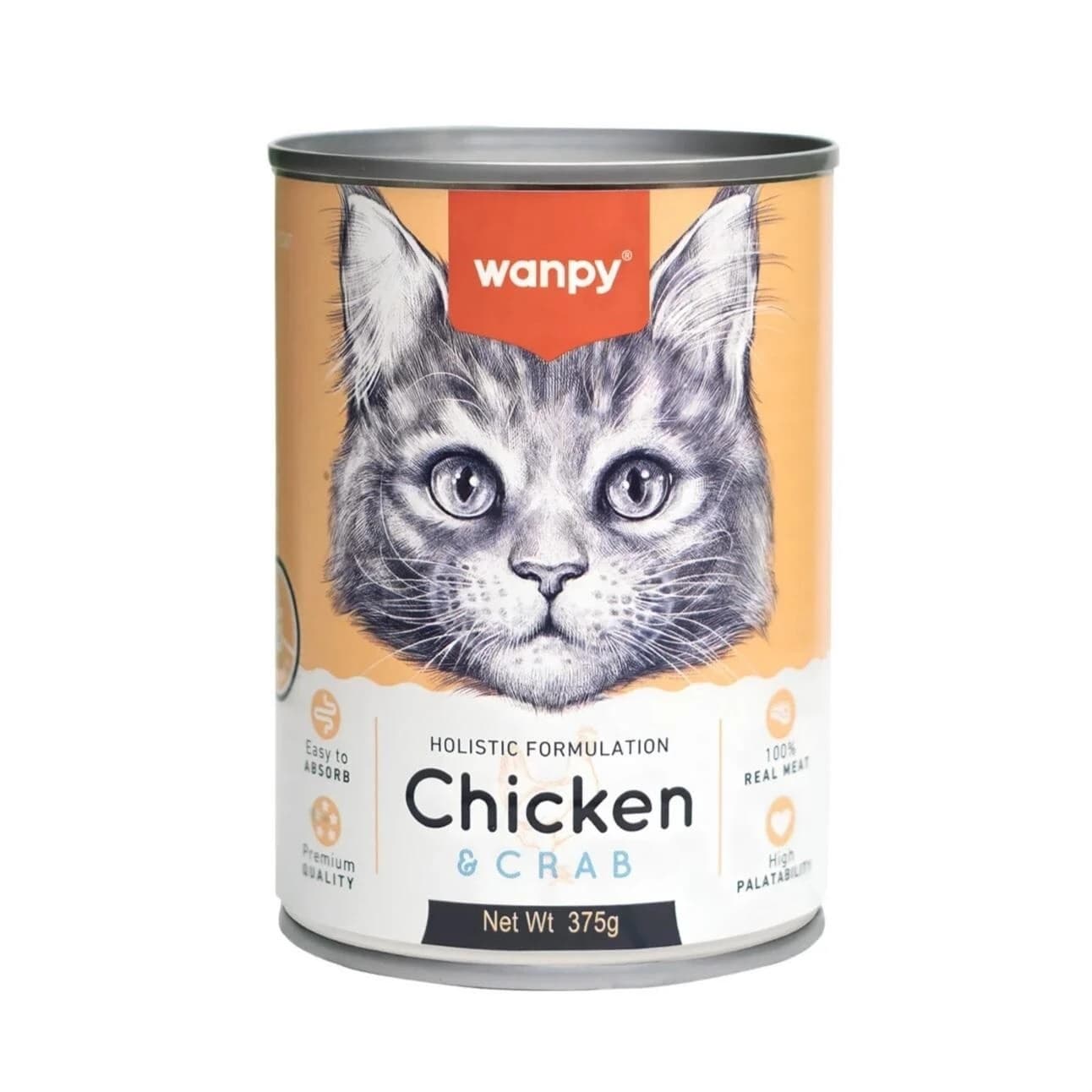Wanpy Cat Food Can Chicken Crab Flv 375gm