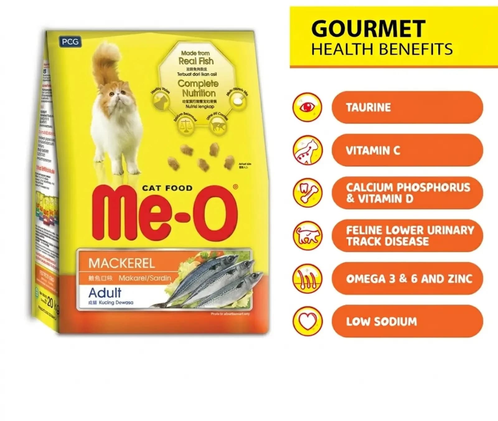 Me-O Adult Dry Cat Food Mackeral Flavour Mackerel 20 kg Dry Adult Cat Food