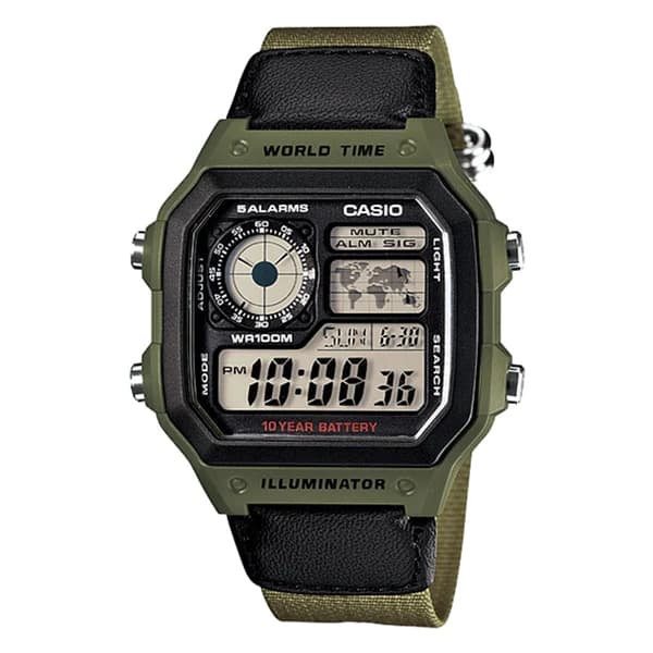Casio AE-1200WHB-3BVDF World Time Fiber Belt Men's Watch
