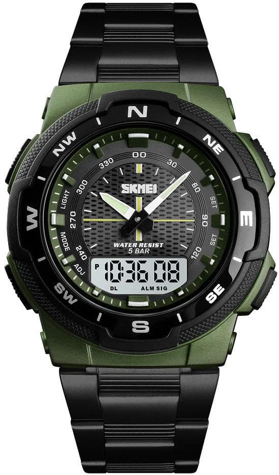 SKMEI 1370 Dual Time Chain Watch - Green