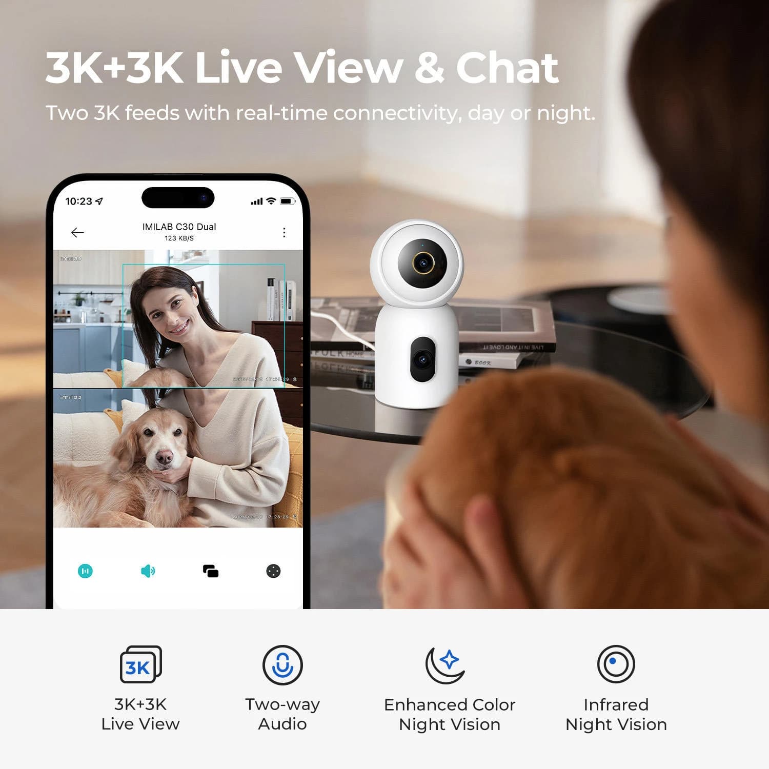 IMILAB C30 Dual 3K+3K WiFi Plug-in Indoor Camera